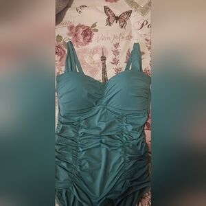 Teal Ruched Swimsuit